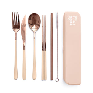 Cutlery Kit - Rose Gold with Blush Handle